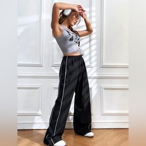 Wide leg parachute pants